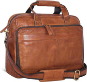 Leather Messenger Bag for Men and Women - Laptop Briefcase Bag For College, Office, Adjustable Shoulder Strap