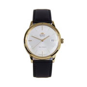 Orient Men’s Bambino Version III Automatic Watch – 42mm Gold-Tone Case, White Dial, Leather Strap