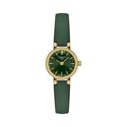 Tissot Lovely Round Women’s Quartz Watch – 19.5mm Yellow Gold PVD Case, Green, Leather Strap (T1400093609100)