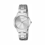 GUESS Classic Slim Stainless Steel Bracelet Watch for Women | Silver-Tone Dial & Bracelet | 30mm Quartz Analog Watch (Model: U0989L1)