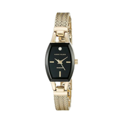 Anne Klein Women's Genuine Diamond Dial Mesh Bracelet Watch – Gold & Black, 25mm