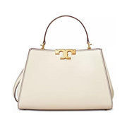 Tory Burch Eleanor Leather Satchel – Warm White Designer Handbag with Magnetic Closure & Adjustable Strap