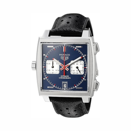 TAG Heuer Monaco CAW211P.FC6356 – Swiss Automatic Black Dial Men’s Chronograph Watch with Leather Strap