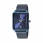 GUESS Men’s 40mm Blue Stainless Steel Diamond Dial Watch | Polished Mesh Bracelet