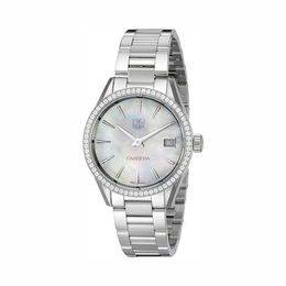 TAG Heuer Women’s Carrera WAR1315.BA0778 – Swiss Quartz Silver Dial Watch with Diamond Accents