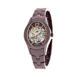 Anne Klein Women's 108767BNB Automatic Brown Crystal-Accented Watch – Skeleton Dial