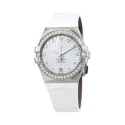 Omega Constellation Co-Axial Automatic Ladies Diamond White Mother of Pearl Dial Watch 123.18.35.20.55.001 – Luxury Swiss Timepiece