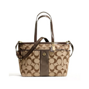 Coach Signature Stripe Multifunction Baby Diaper Travel Tote Bag | Stain-Resistant Luxury Baby Bag