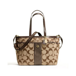 Coach Signature Stripe Multifunction Baby Diaper Travel Tote Bag | Stain-Resistant Luxury Baby Bag