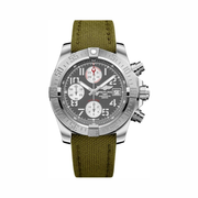 Breitling Avenger II A1338111/F564-106W Men’s Watch – Tungsten Gray Dial & Khaki Green Canvas Strap