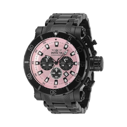 Invicta Coalition Forces Men’s Quartz Watch – 52mm Black Stainless Steel Pink Dial Chronograph