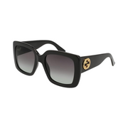 Gucci Square Sunglasses GG0141SN – Black/Gold Frame, Gray Gradient Lens, 53mm