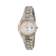 SEIKO Women’s Diamond Collection Watch – Solar Powered, Mother-of-Pearl Dial, 18 Diamond Accents, Two-Tone Rose Gold Stainless Steel