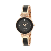 Anne Klein Women’s Genuine Diamond Dial Bangle Watch – Black/Rose Gold