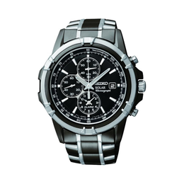 Seiko SSC141 Men’s Solar Chronograph Watch – Blue Dial, Stainless Steel, LumiBrite Hands, Date Display, 100m Water Resistant