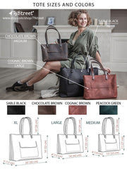 Premium Black Leather Tote Bag for Women Full Grain Italian Leather Shoulder Bag