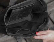 Premium Black Leather Tote Bag for Women Full Grain Italian Leather Shoulder Bag