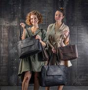Premium Black Leather Tote Bag for Women Full Grain Italian Leather Shoulder Bag
