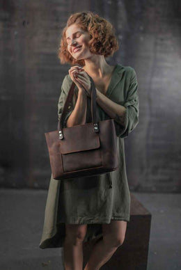 Premium Black Leather Tote Bag for Women Full Grain Italian Leather Shoulder Bag